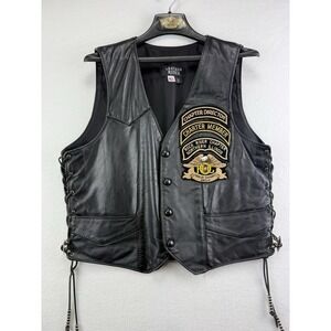 Leather Rider Leather Vest Mens M HOG Chapter Director Rock River IL Biker
